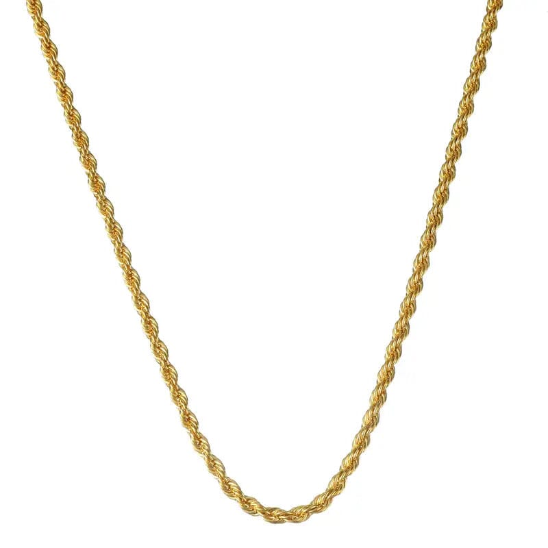 18K Gold European Classic Twist Necklace + Bracelet