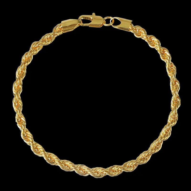 18K Gold European Classic Twist Necklace + Bracelet