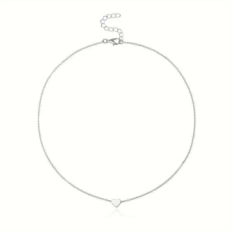 Simple Exquisite Heart-Shaped Pendant Alloy Necklace