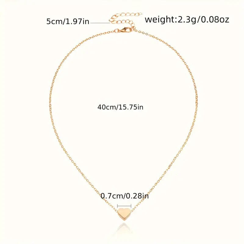 Simple Exquisite Heart-Shaped Pendant Alloy Necklace