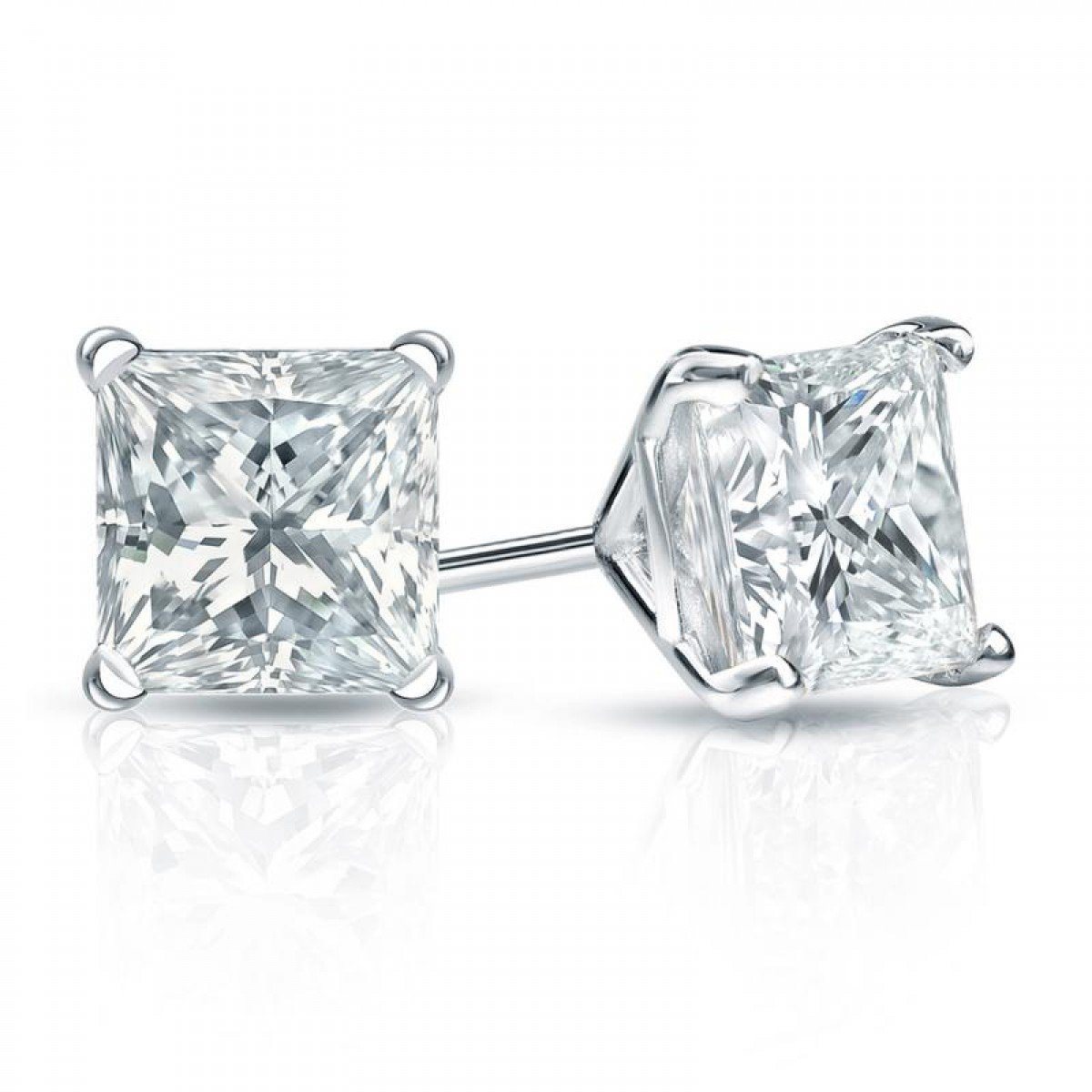 Swarovski Crystals Princess-Cut Stud Earrings
