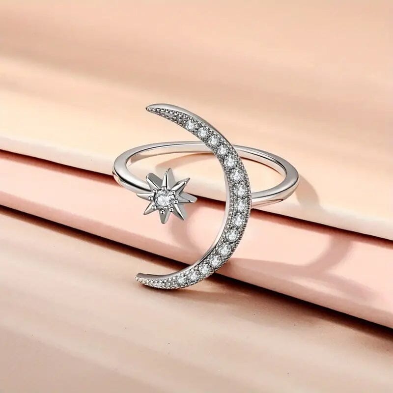 Trendy Cuff Ring Moon and Sun Design