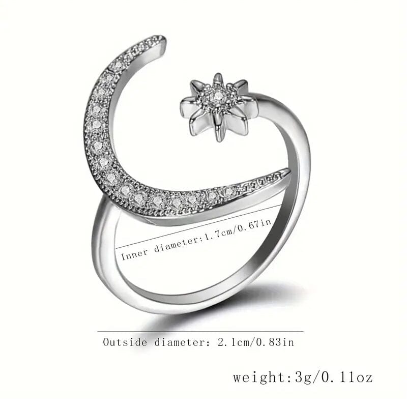Trendy Cuff Ring Moon and Sun Design