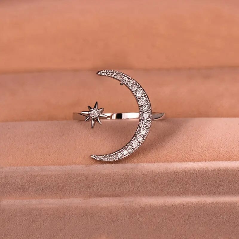Trendy Cuff Ring Moon and Sun Design