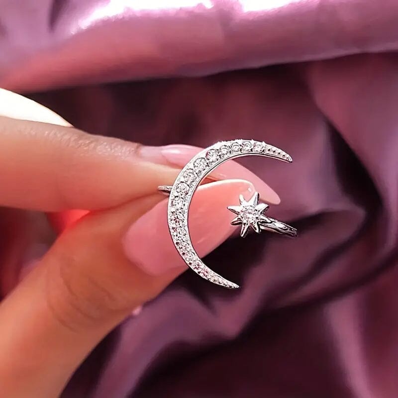 Trendy Cuff Ring Moon and Sun Design