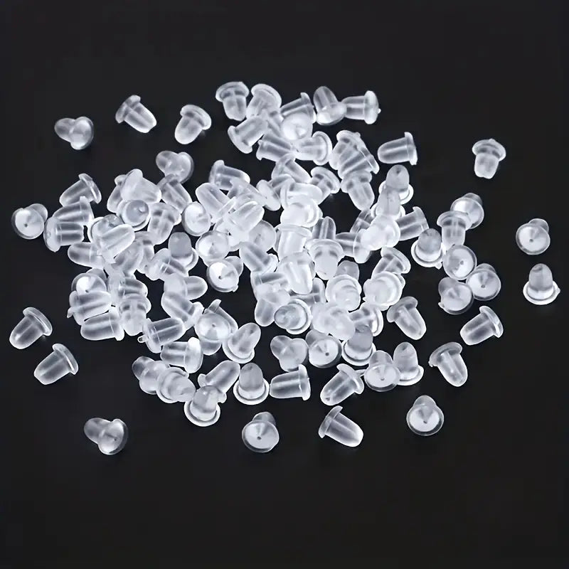 100-Pieces: Transparent Plastic Ear Clog Ear Stud Earring Pin Backs Ear Plug