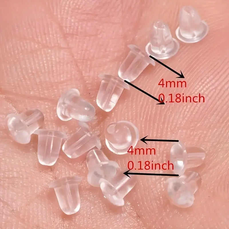 100-Pieces: Transparent Plastic Ear Clog Ear Stud Earring Pin Backs Ear Plug