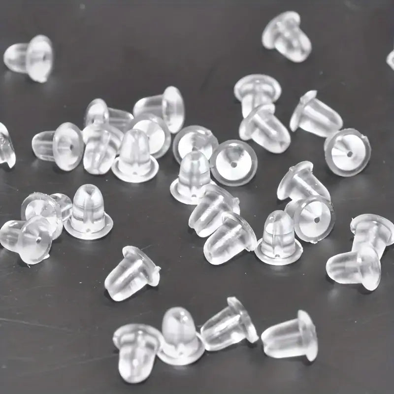 100-Pieces: Transparent Plastic Ear Clog Ear Stud Earring Pin Backs Ear Plug