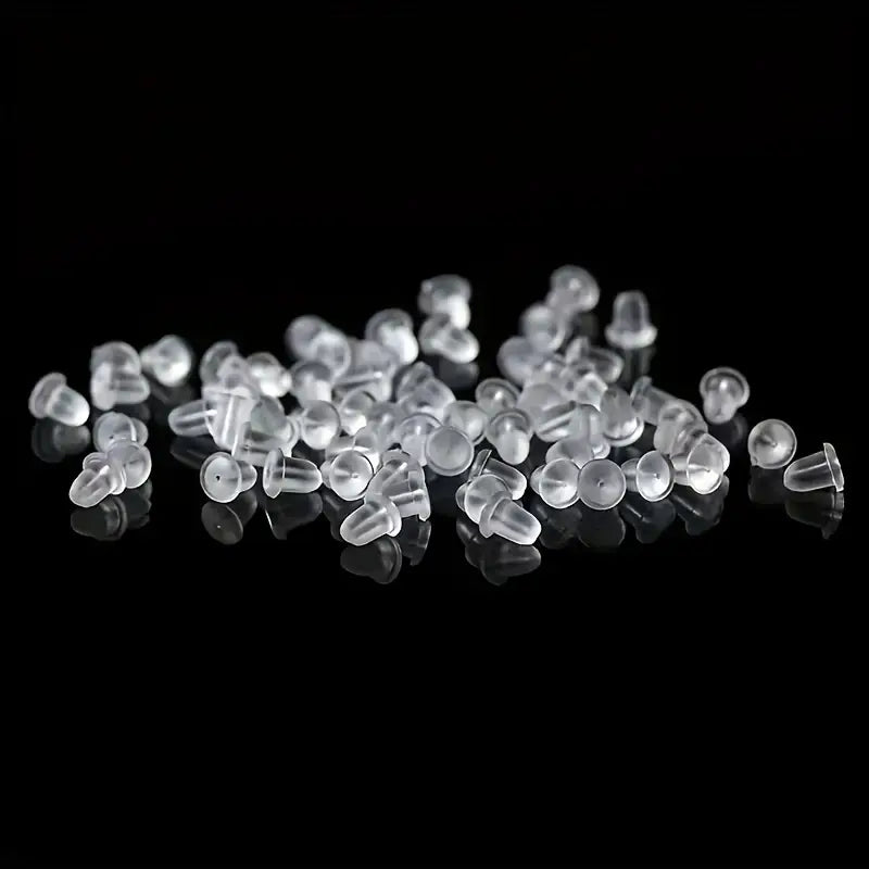 100-Pieces: Transparent Plastic Ear Clog Ear Stud Earring Pin Backs Ear Plug