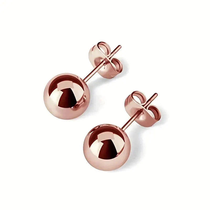 Stainless Steel Hypoallergenic Ball Shaped Stud Earrings