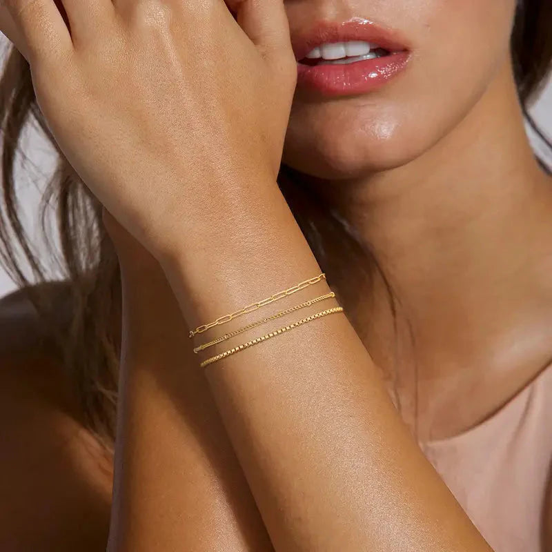 5-Piece: Elegant Multi-Layered Chain Bracelet Set