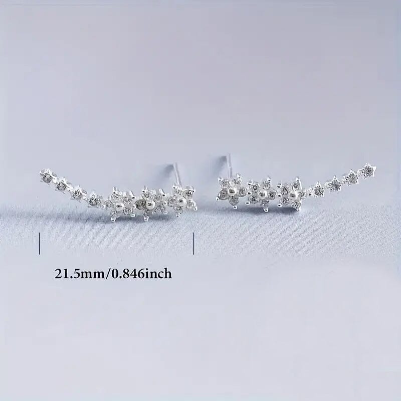 925 Silver Climber Earrings with Hypoallergenic Synthetic Cubic Zirconia