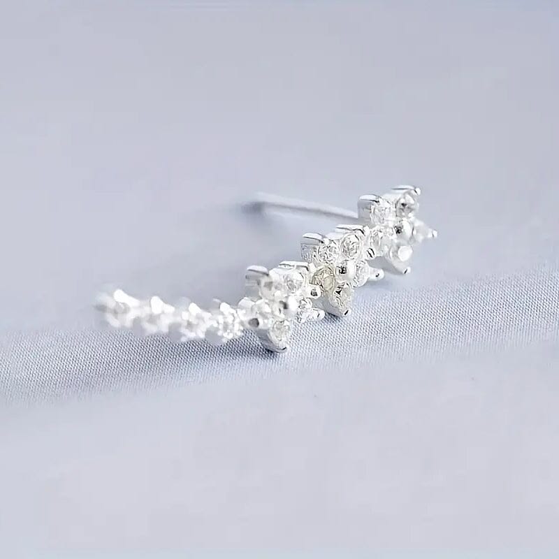 925 Silver Climber Earrings with Hypoallergenic Synthetic Cubic Zirconia