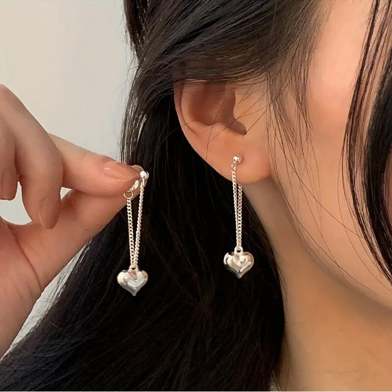 Heart-Shaped Dangle Earrings