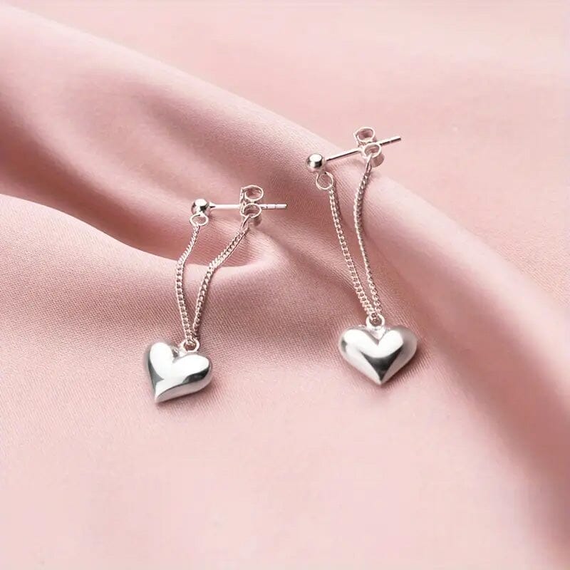 Heart-Shaped Dangle Earrings