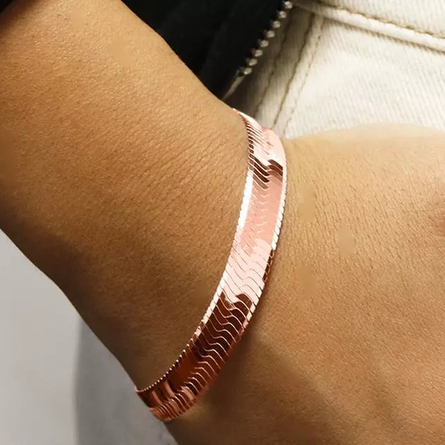 Italian Solid Sterling Silver 10MM Herringbone Bracelet