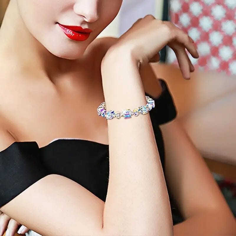 Northern Lights Artificial Crystal Bracelet 7"+ 2" Extension Chain
