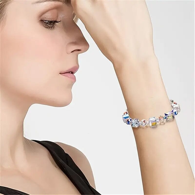 Northern Lights Artificial Crystal Bracelet 7"+ 2" Extension Chain
