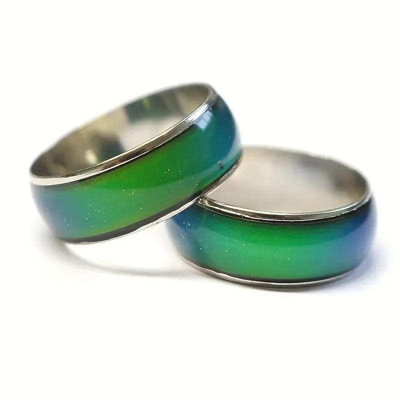 Stainless Steel Mood Ring Inlaid Thermal Discoloration Stone