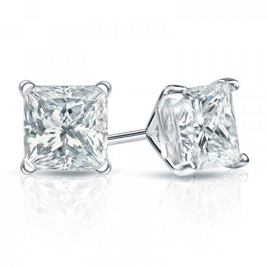 Swarovski Crystals Princess-Cut Stud Earrings