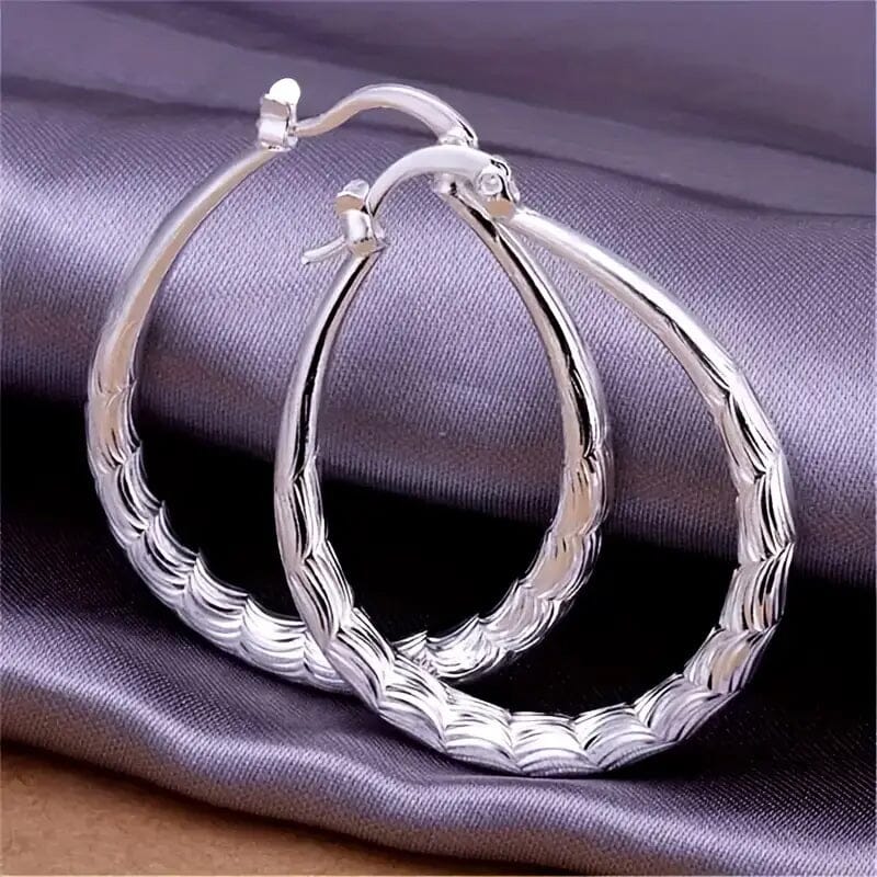 Vintage Pattern Large Hoop Earrings
